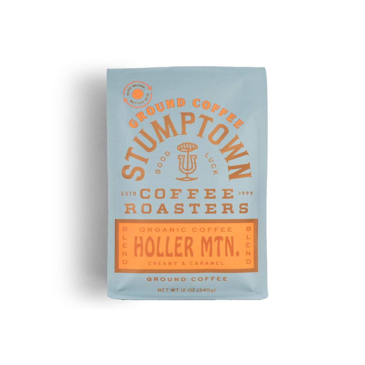 Stumptown Holler Mountain organic ground coffee 12oz bag ready for daily drip.