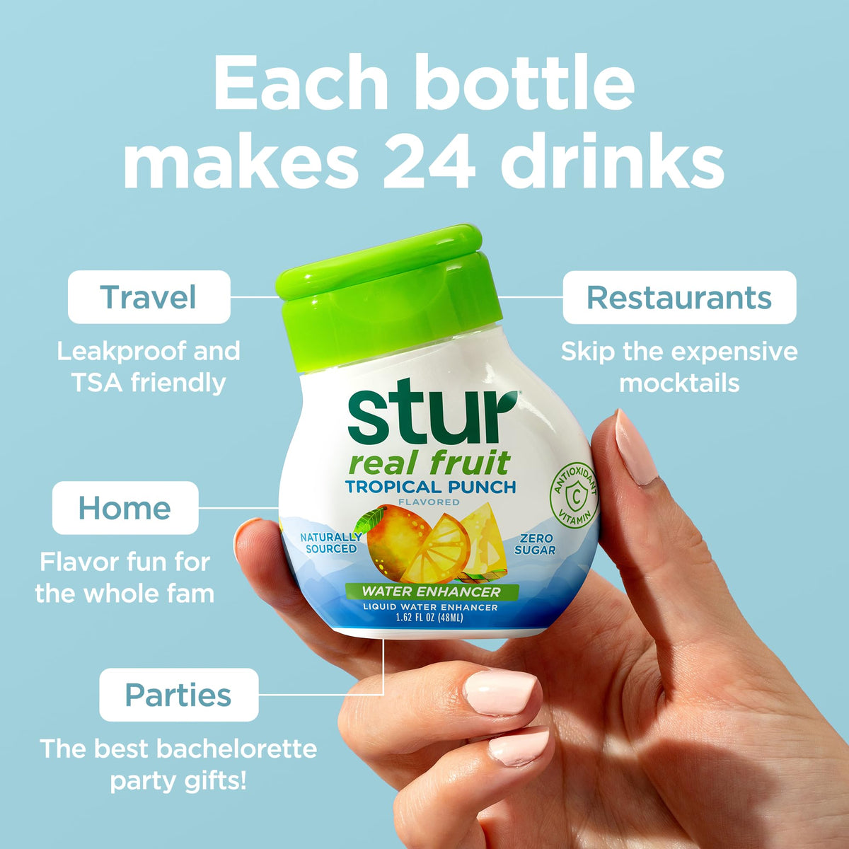 Stur 5 bottles pack emphasizes budget-friendly hydration on-the-go.