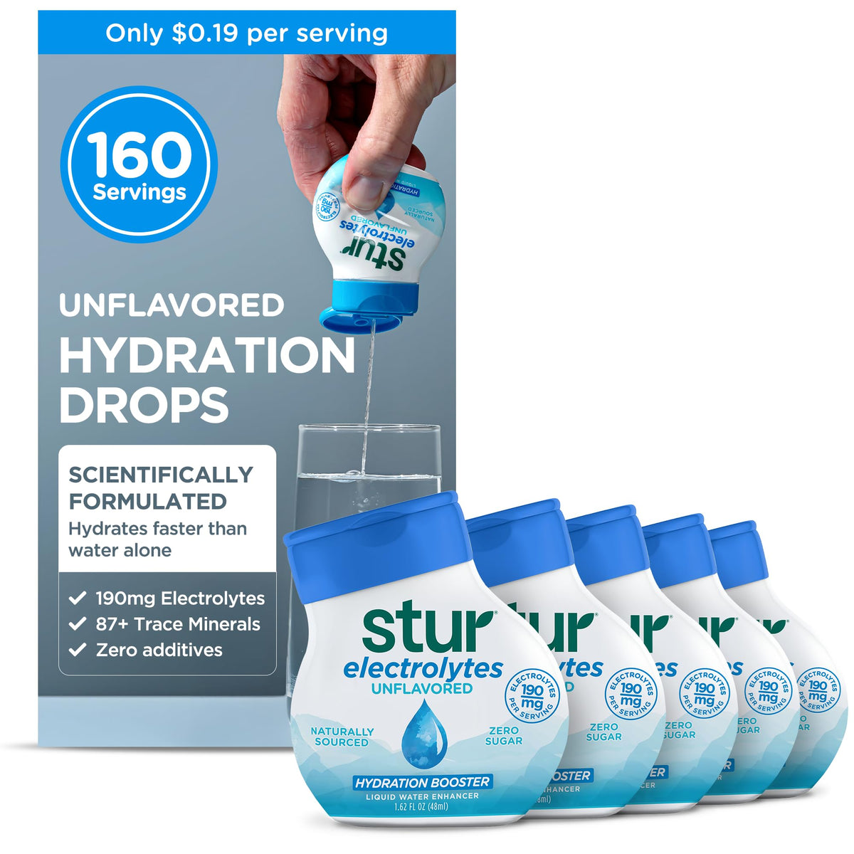 Stur Electrolyte Drops bottle pour for quick, sugar-free hydration.