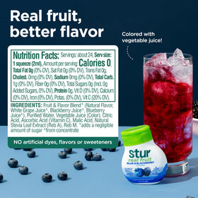 Pouring Stur into a glass to create a refreshing, sugar-free drink