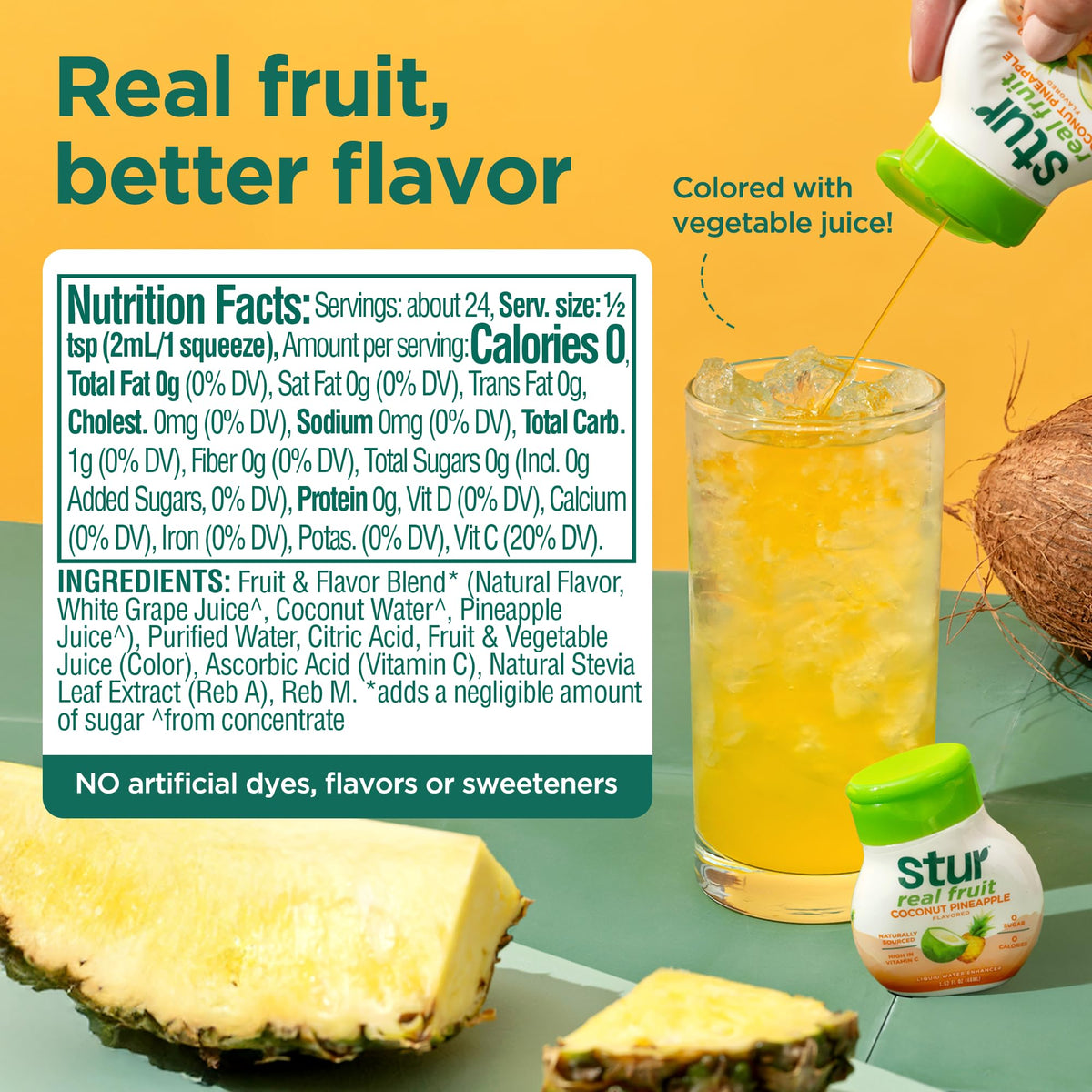 Stur Coconut Pineapple being poured into water for instant flavor
