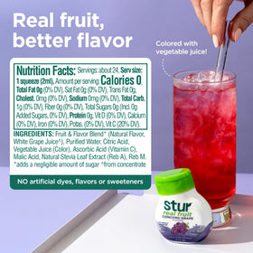Stur Concord Grape glass with ice: refreshing zero-calorie hydration