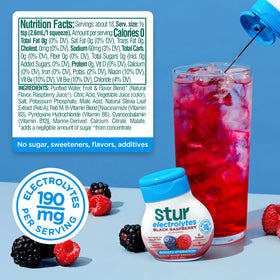 Product packaging box for Stur electrolyte variety pack on kitchen counter.