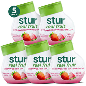 Stur liquid water enhancer bottle in strawberry-watermelon flavor for on-the-go hydration.