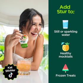 Stur zero calories sugar-free bottle for mindful hydration.