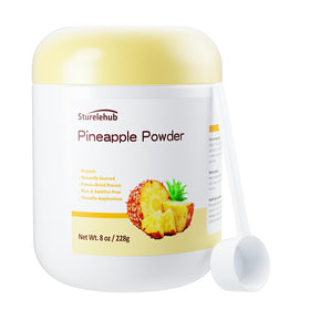 Sturelehub Pineapple Powder bottle shows organic freeze-dried flavor for beverages.