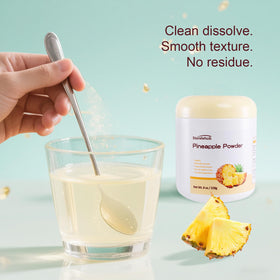 Sturelehub Pineapple Powder being poured into a glass for a tropical drink.