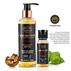 SubSugar keto-friendly monk fruit sweetener provides zero calories and zero carbs.