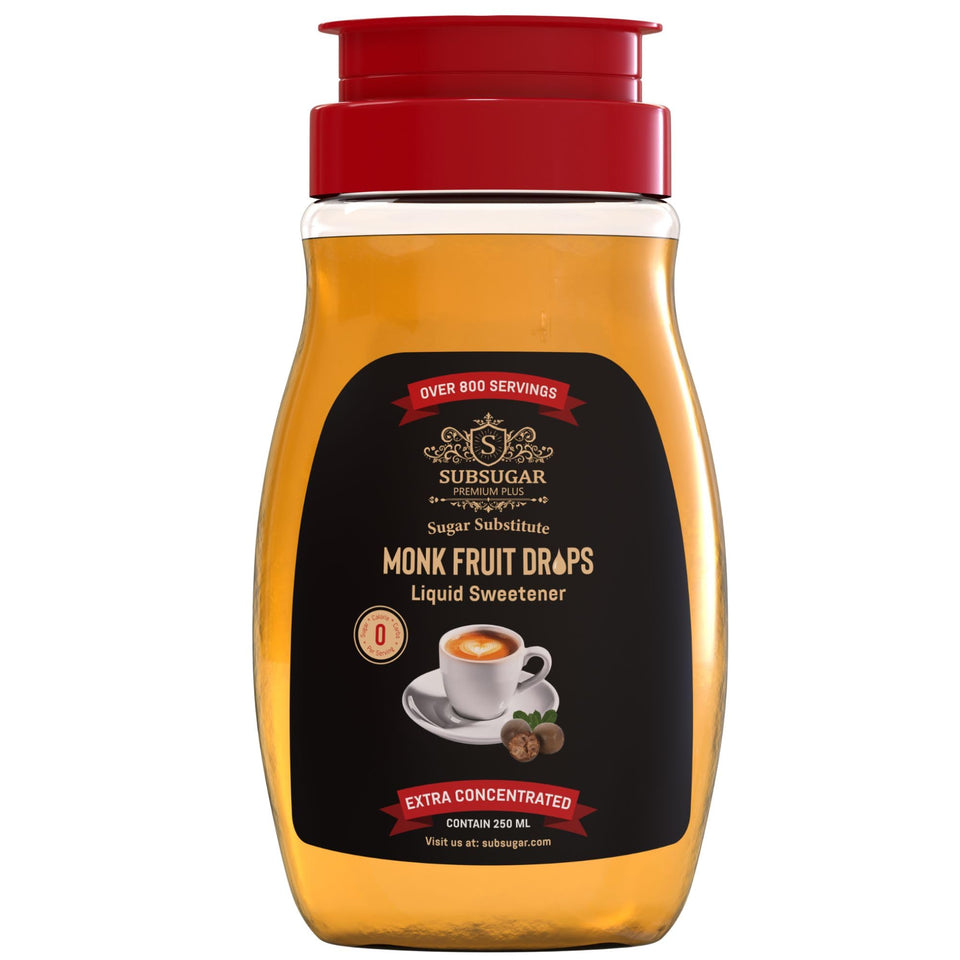 SUBSUGAR Monk Fruit Drops pump for quick zero-calorie sweetness in coffee or tea