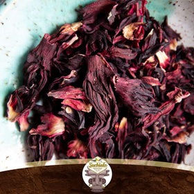 Suchiate hibiscus flowers prepared for tea use with bright floral notes