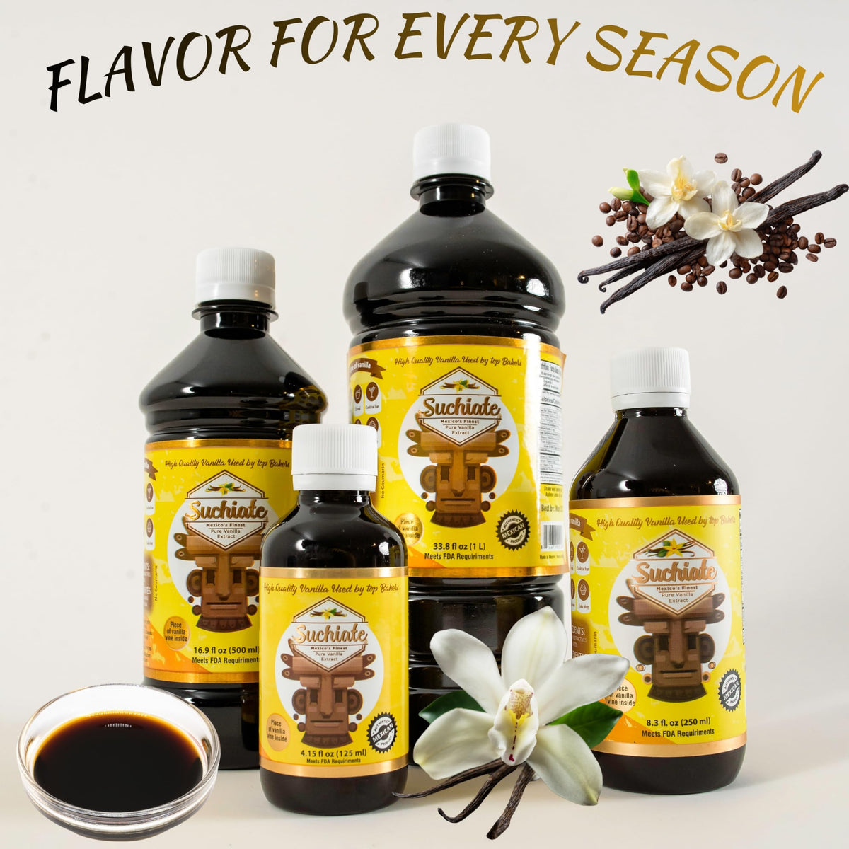 Suchiate vanilla extract aroma closeup emphasizes authentic Mexican vanilla notes.