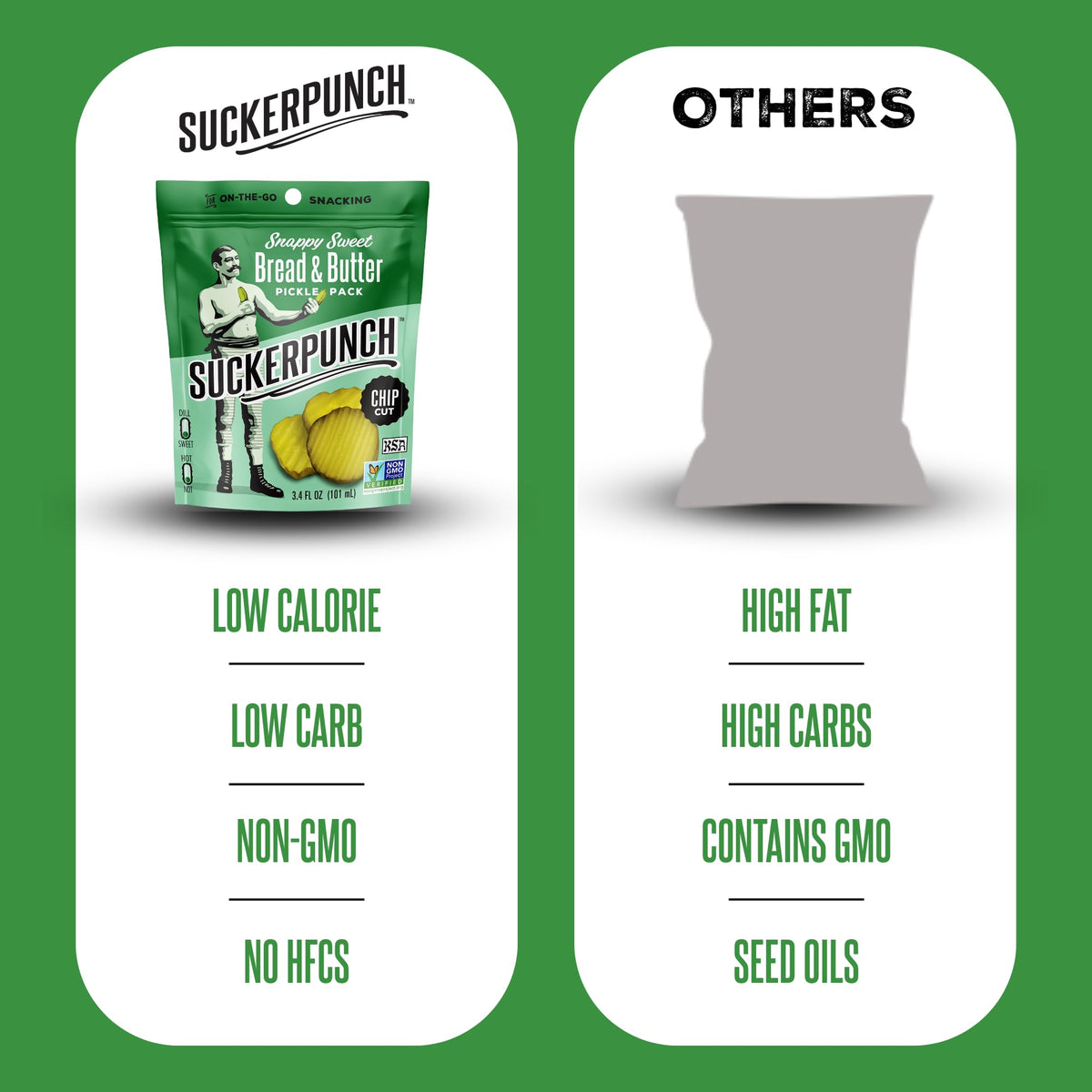 SuckerPunch pickle pouch labeled gluten-free for dietary ease