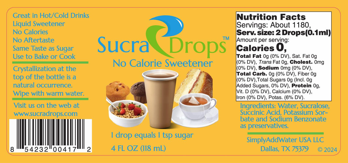 SucraDrops 4 oz cobalt bottle ideal for hot or cold beverages