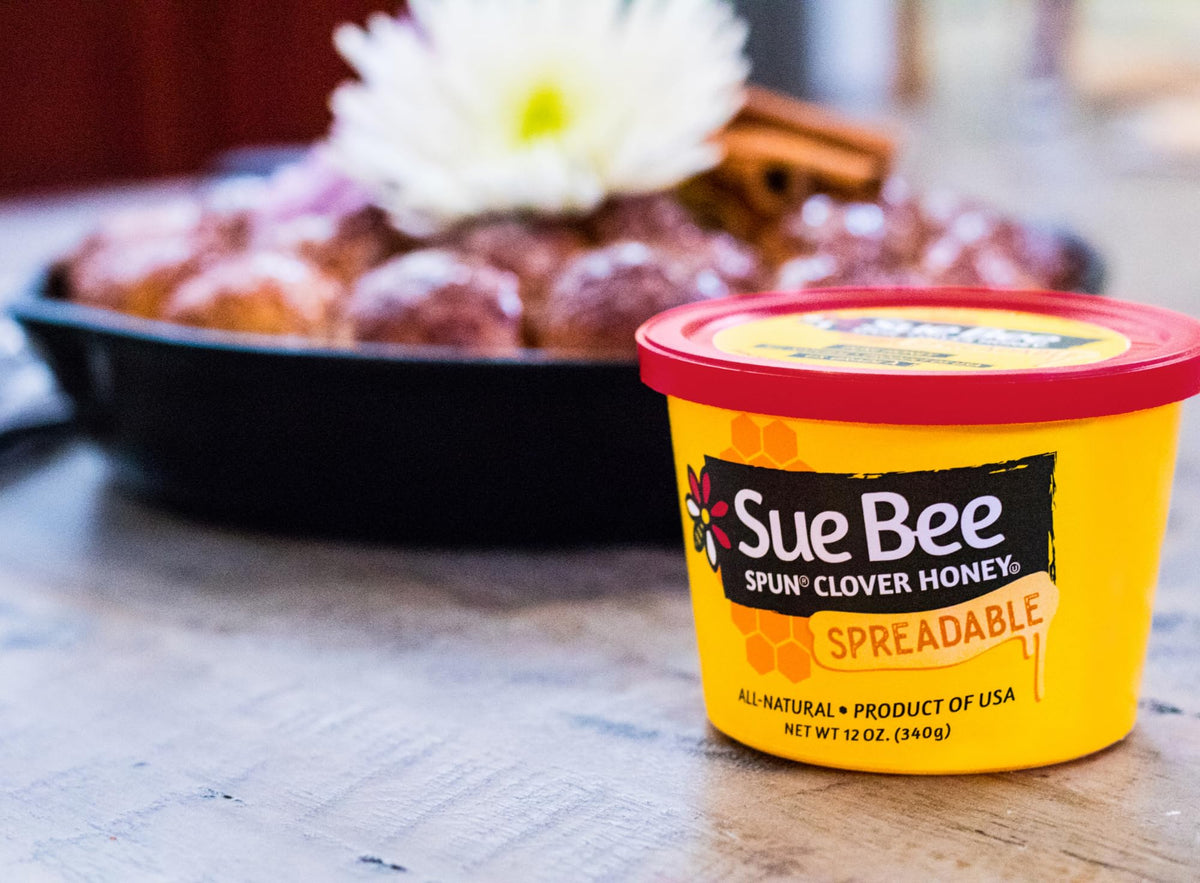 Sue Bee Spun Clover Honey in a warm cup elevates the tea moment.