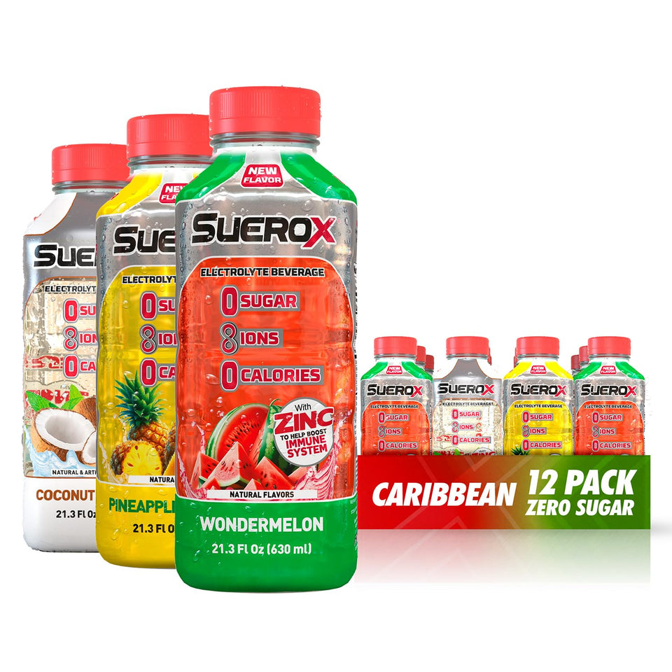 SueroX Caribbean Pack flavors overview for refreshing hydration on the go.