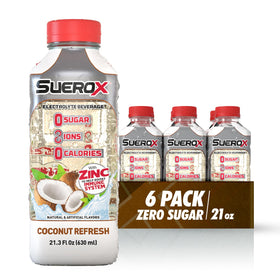 SueroX coconut bottle pour shows refreshing hydration on the go.