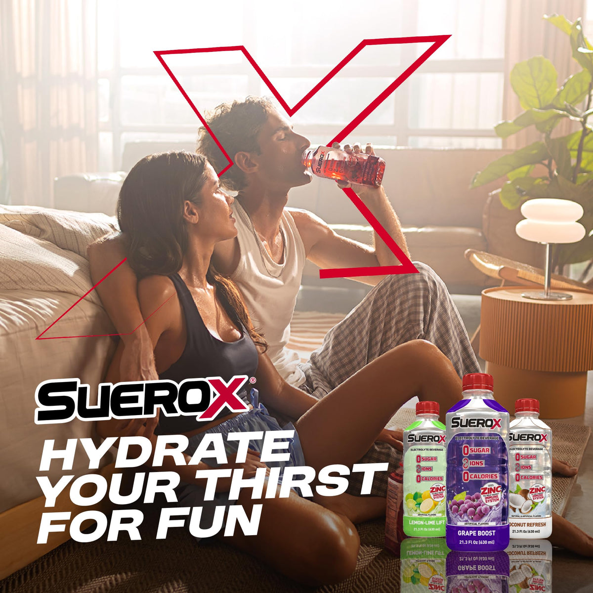 SueroX citrus flavor variety with orange and lemon-lime detail