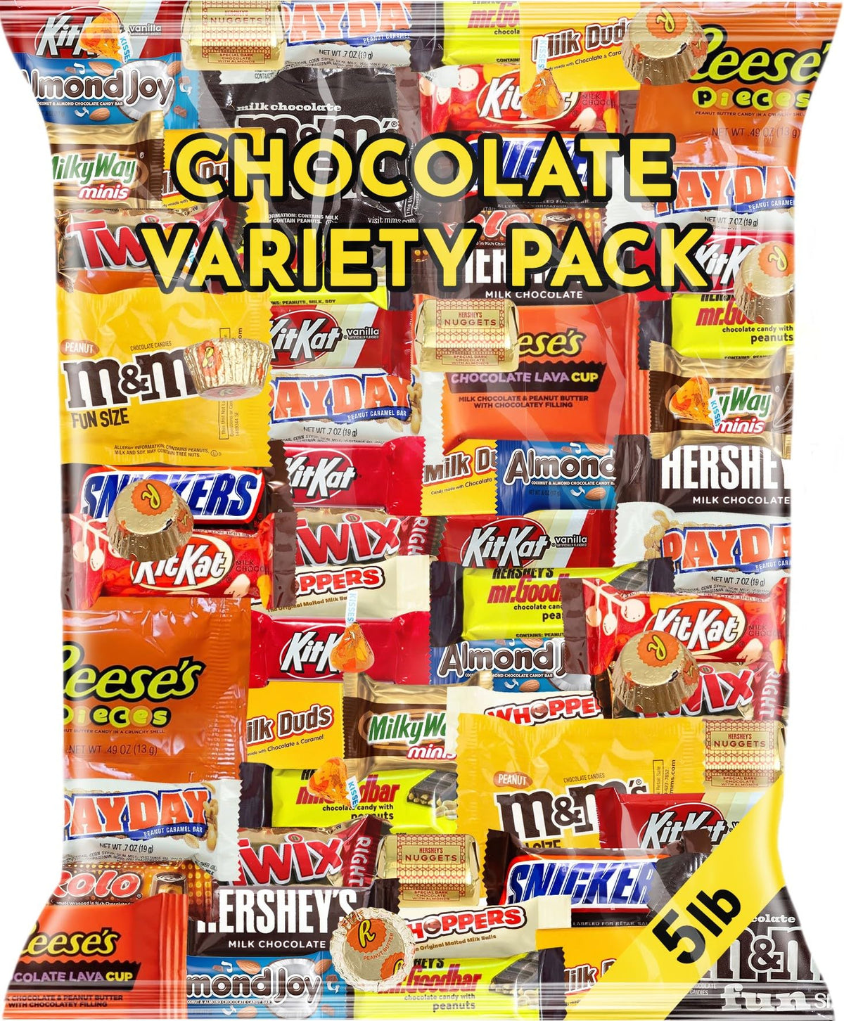 SUGADELIC assorted chocolate candies 5lb bulk for parties and gifting.