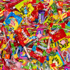 Sugadelic bulk candy variety pack poured for quick party prep