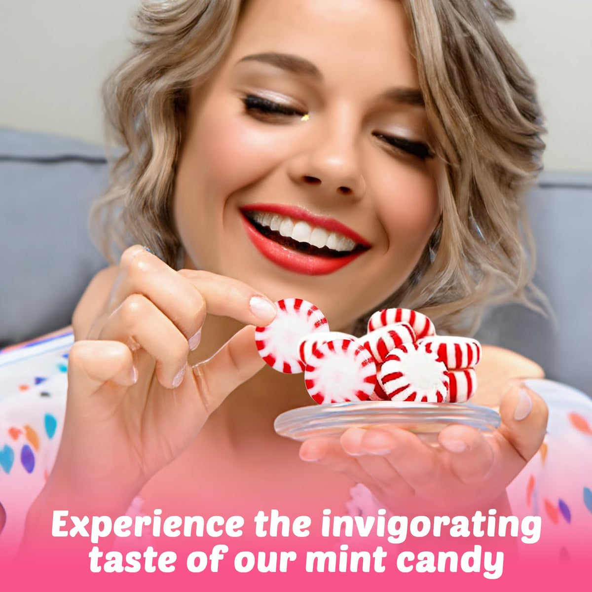 Classic red-and-white Starlight Peppermints add festive flair to bowls
