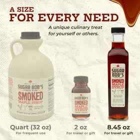 Sugar Bob’s Finest Kind smoked maple syrup kitchen glaze adds depth to recipes.