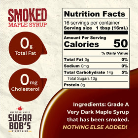 Sugar Bob’s Finest Kind smoked maple syrup reveals a wood-smoke glaze for seafood.