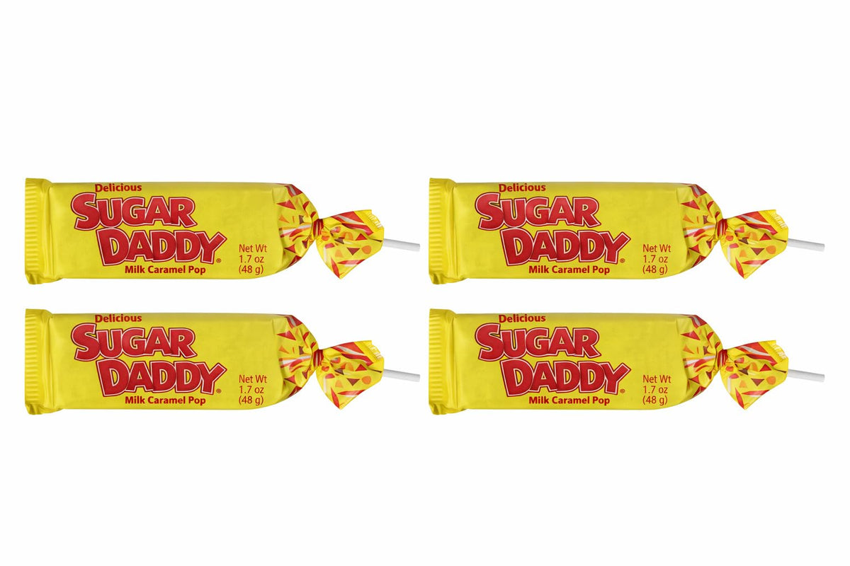 Sugar Daddy Charms Milk Caramel Lollipop with colorful wrapper, ideal for parties.