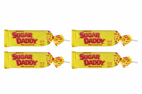 Sugar Daddy Charms Milk Caramel Lollipop with colorful wrapper, ideal for parties.