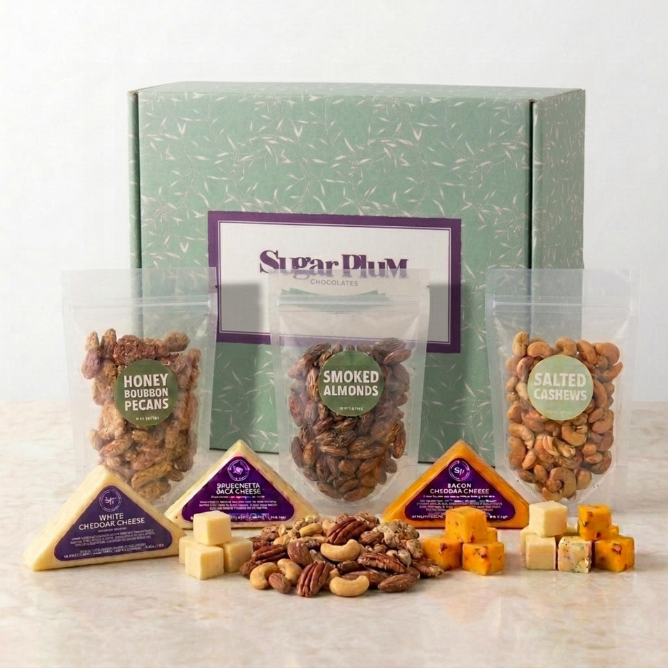 SUGAR PLUM cheese and nuts gift basket assortment for elegant entertaining