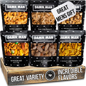 Sugar Plum gourmet nuts gift basket with six flavors, ideal for gifting and snacking.