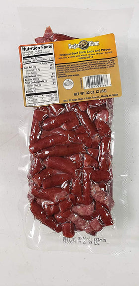 Sugar River ends and pieces beef snack pack close-up, ideal for quick, savory road trips.