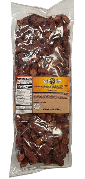 Sugar River Meat Snack Ends & Pieces bag close-up ready for quick snacking.