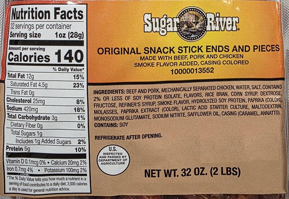 Sugar River snack ends packaging on shelf shows batch variety for different flavors.
