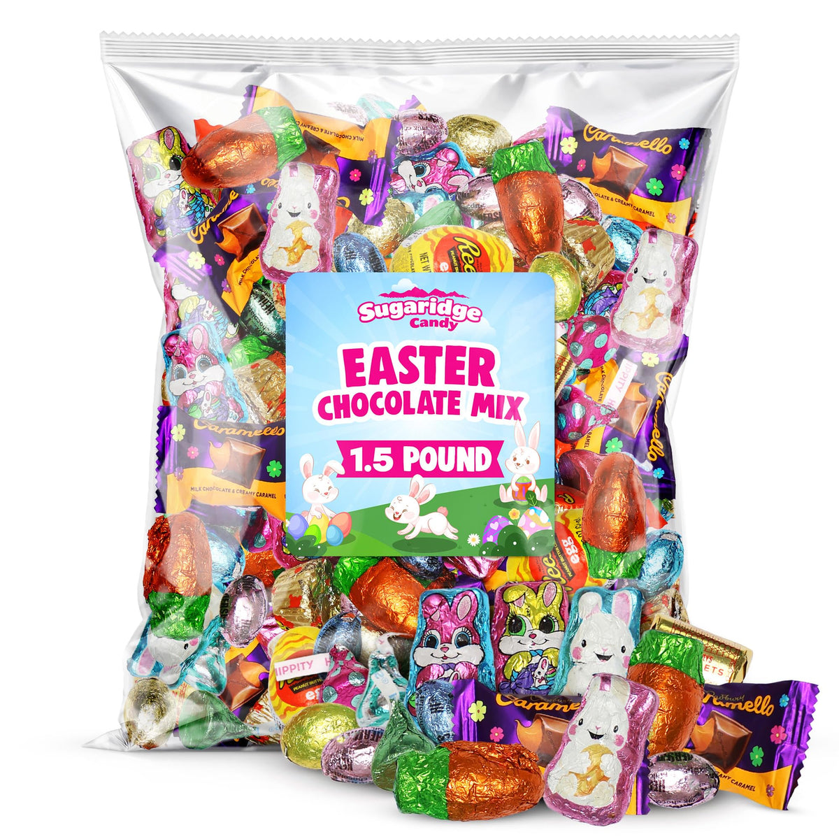 Sugaridge bulk chocolate candy mix with assorted wrappers for Easter baskets.