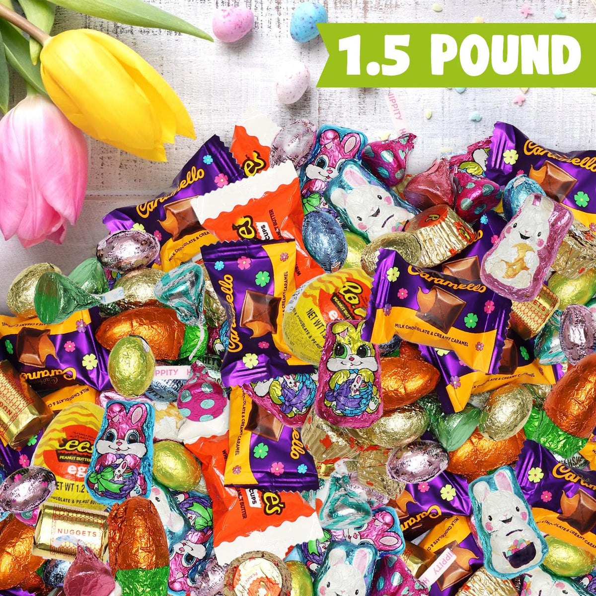 Sugaridge chocolate candy buffet display with colorful wrappers and bite-sized treats.