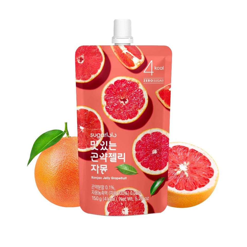 Sugarlolo konjac grapefruit jelly packshot showing 10-pack for on-the-go snacking