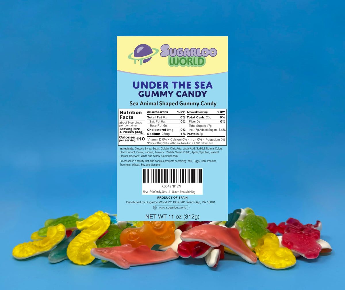 Sugarloo World 11-ounce resealable bag, perfect for refilling jars and grab-and-go snacks.