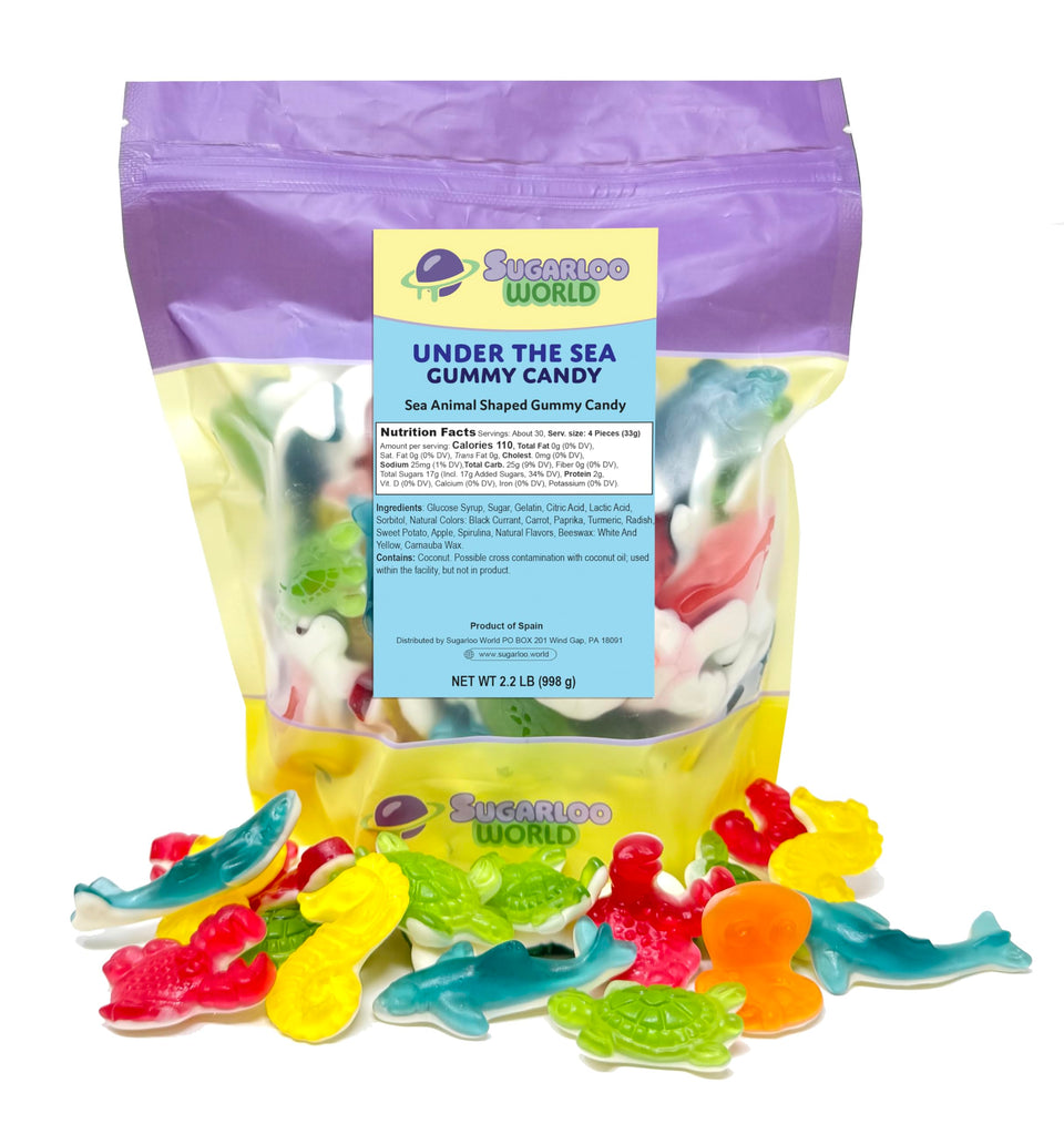 Sugarloo World Ocean Friends fish gummies in playful shapes for party bowls