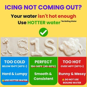 SugarMellow warm-water activation softens icing for writing
