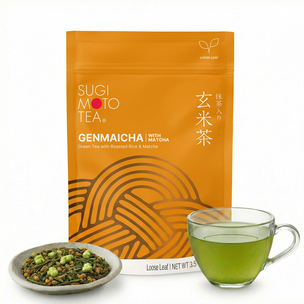 Sugimoto Tea genmaicha-leaf loose-leaf 100 g with nutty aroma for cozy afternoons.