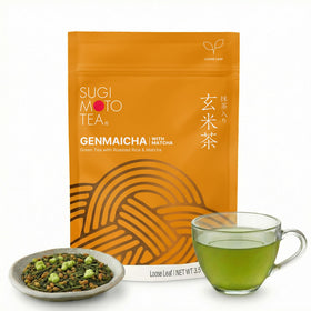 Sugimoto Tea genmaicha-leaf loose-leaf 100 g with nutty aroma for cozy afternoons.