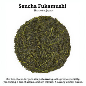 Sugimoto Tea loose leaf Sencha Fukamushi – versatile for hot brew or iced tea.