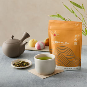 Sugimoto Tea reusable-zip-pouch packaging keeps tea fresh between uses.