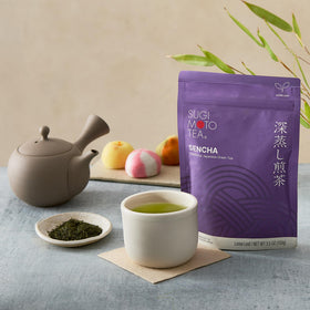 SUGIMOTO TEA Fukamushi aroma steam evokes calm during a mindful tea break