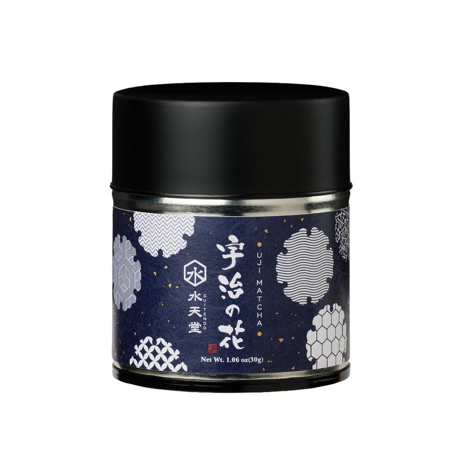 SUITENDO Uji no Hana matcha powder in a tin, rich ceremonial quality for daily rituals
