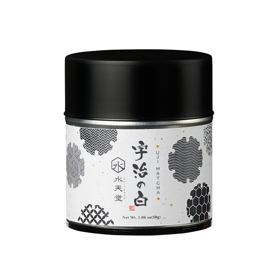 SUITENDO Uji no Shiro matcha powder in tin, fresh and vibrant for ceremonial use