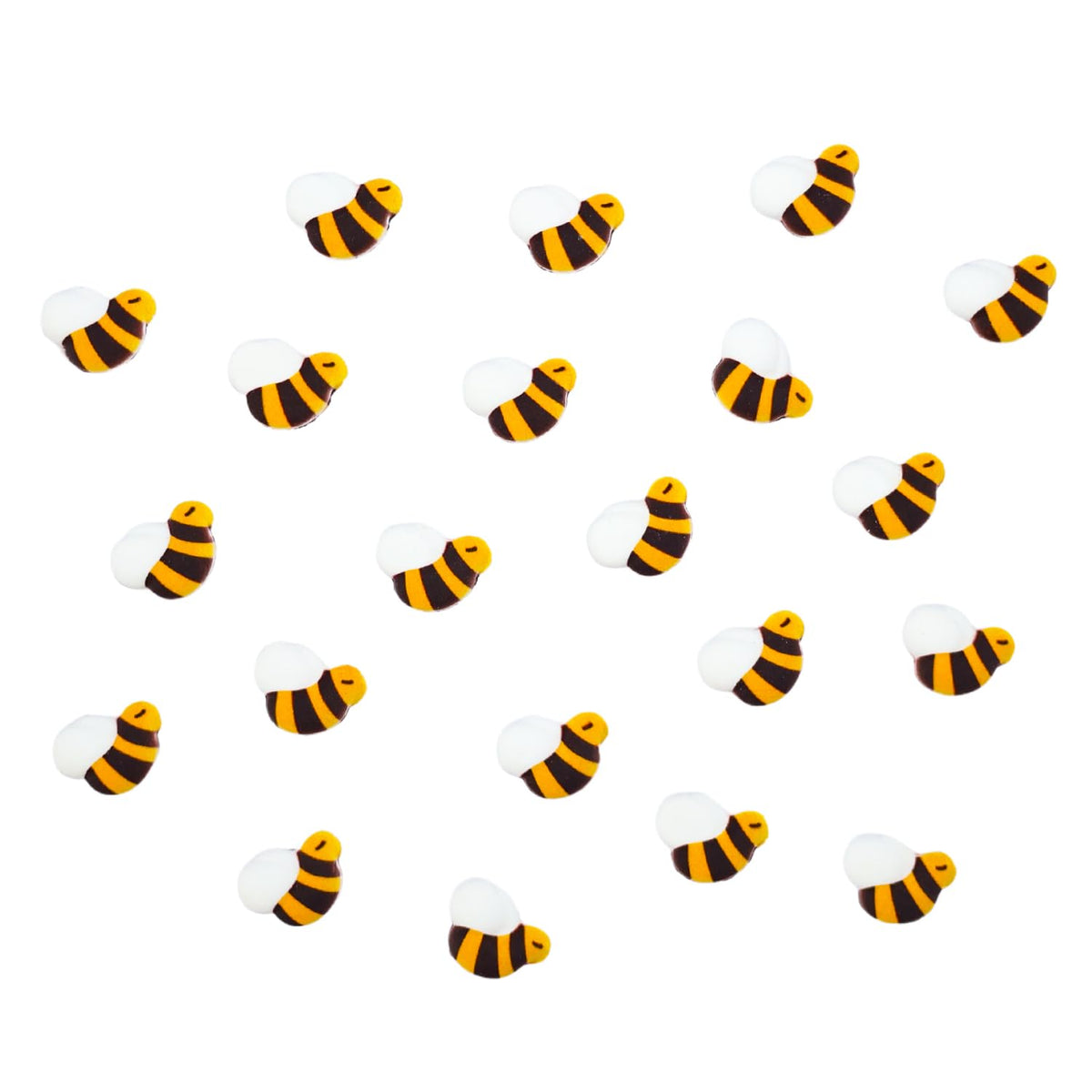 Assorted Sujoygar edible bee decorations for cookies and macarons.