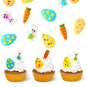 Sujoygar edible Easter bunny toppers for festive cupcakes and cookies.