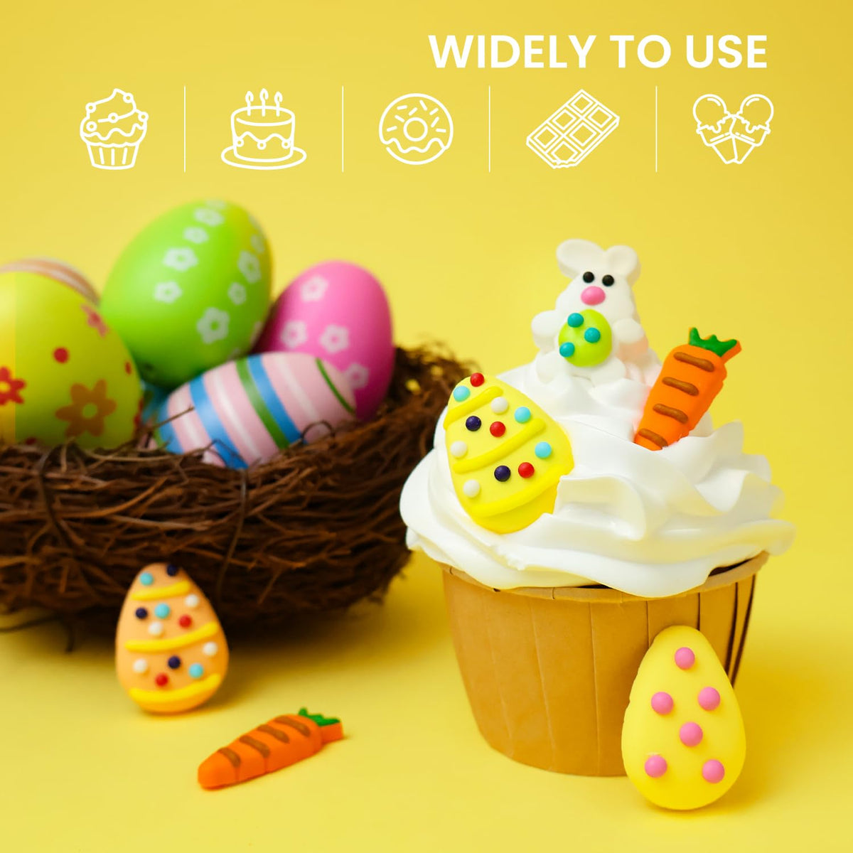 Sujoygar carrot toppers brighten cookies and cupcakes.