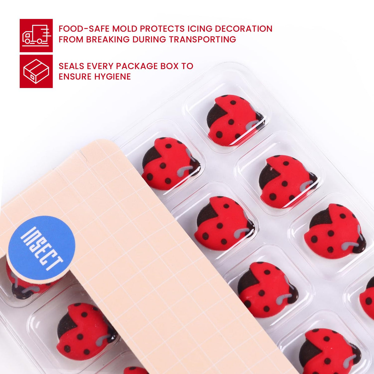 Sujoygar edible ladybug toppers are sugar-based decorations suitable for kids.